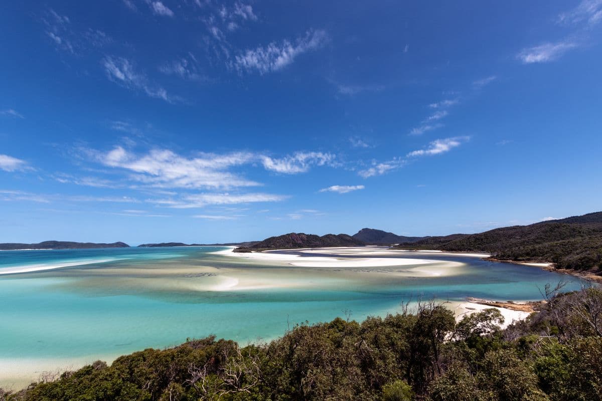 Turquoise water and white sand at the Whitsundays, Queensland